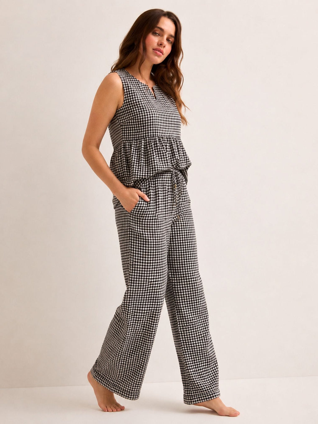 Summer Checks Peplum Top and Pyjama Set