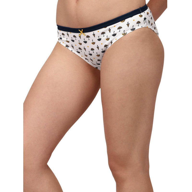 SOIE Woman - Mid Rise Medium Coverage Solid and Printed Cotton Stretch Brief Panty (Pack of 3) - Panty -for Women
