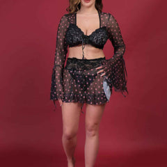 Brachy Women Hot Black Self Design Nightwear Baby Doll Lingerie