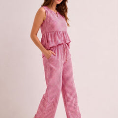 Summer Checks Peplum Top and Pyjama Set