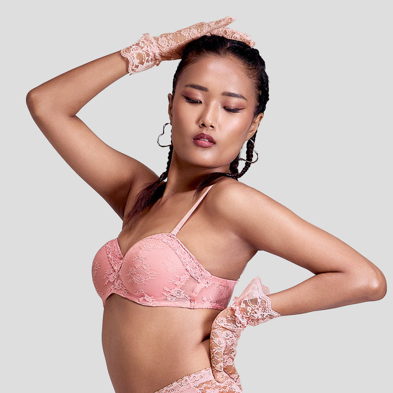 MAROON Demi Affair Find My Skin Tone Demi Cup Seamless Padded Partywear Strapless Silicon Firm Hold Half Coverage Soft Concealed Underwire Women Balconette Bra - Strawberry