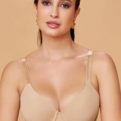 MAROON Nude Collection Seamless Padded Underwired Full Coverage Smooth U-shape with balanced lift Polyamide–Elastane Microfiber Blend Women T-Shirt Bra.