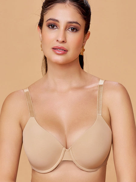 MAROON Nude Collection Seamless Padded Underwired Full Coverage Smooth U-shape with balanced lift Polyamide–Elastane Microfiber Blend Women T-Shirt Bra.