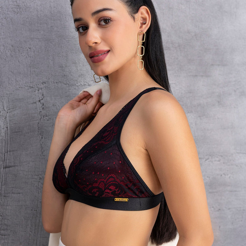 Lace Floral Bralette Non-Padded Non-Wired Bra