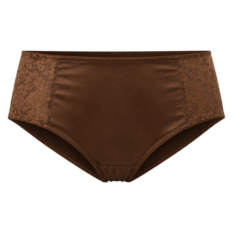 MAROON Find My Skin Tone Nylon Spandex High Rise Briefs Soft Stretchy Full Coverage High Waist Hold Zero Roll Grip Vanishing Waistband Hipster Pack of 2 Panties. Caramel,Chocolate
