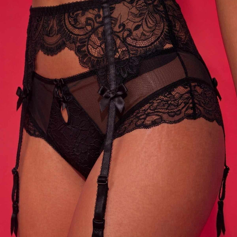 Black Lace Garter Belt with Adjustable Straps