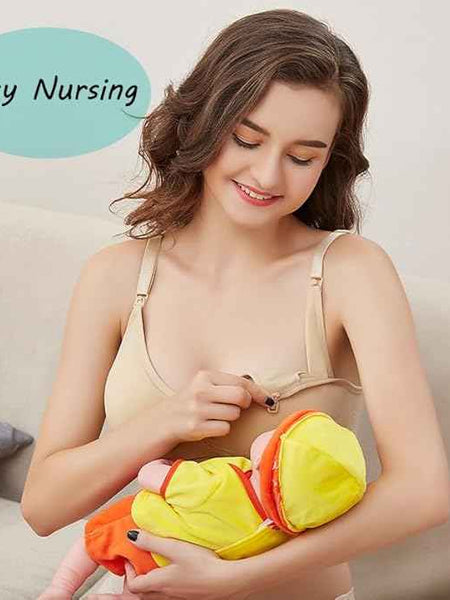 Women Organic Antimicrobial Soft Feeding Full Bust Seamless Nursing, Breastfeeding Maternity Bra with Remove Pads Pack of 3