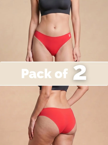 2 Pack - Red Low-waist Seamless Underwear