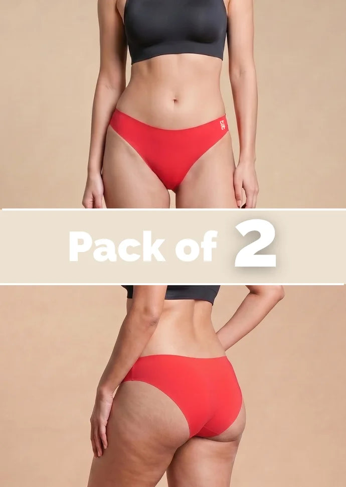 2 Pack - Red Low-waist Seamless Underwear