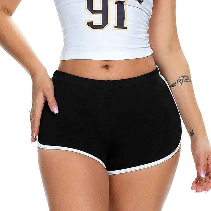 Women Sports Cotton Spandex Mid-Rise Cotton Workout Shorts