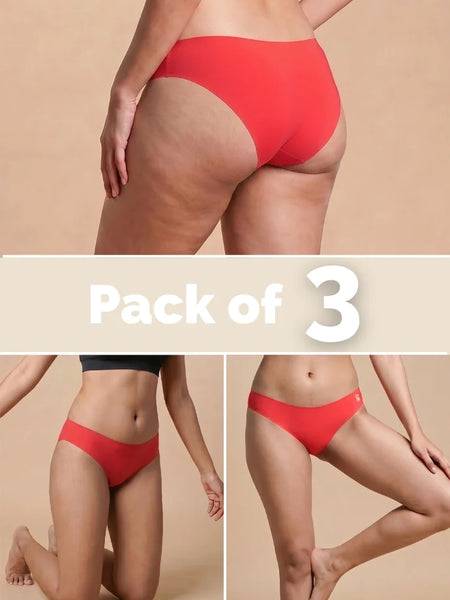 3 Pack - Red Low-waist Seamless Underwear