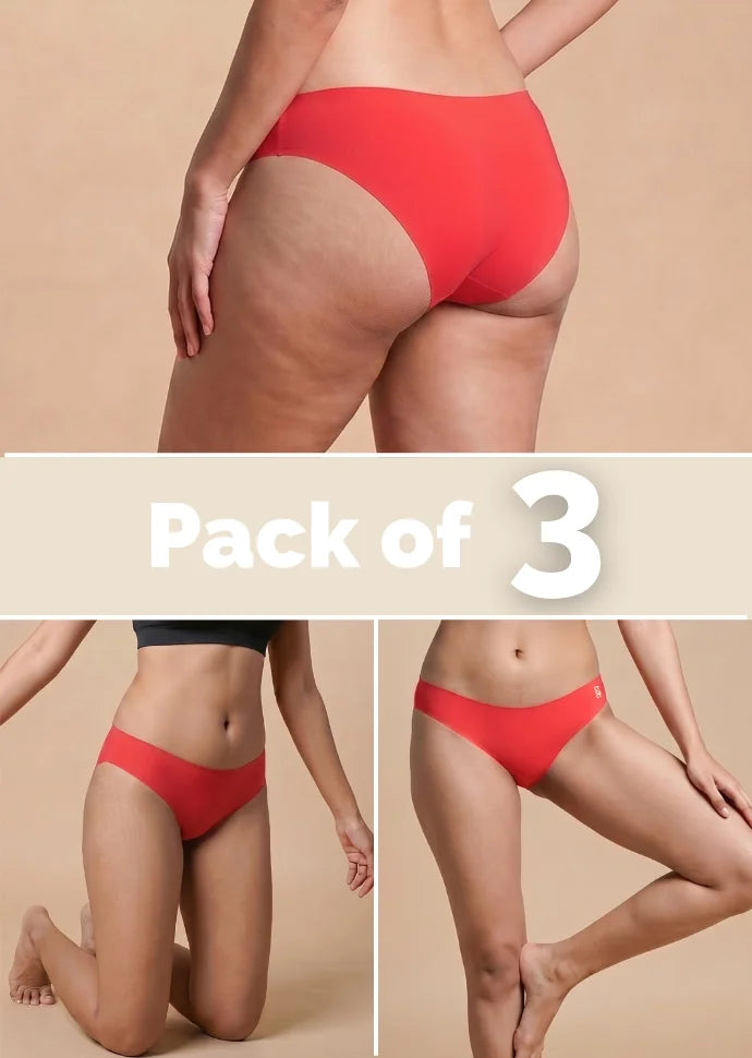3 Pack - Red Low-waist Seamless Underwear