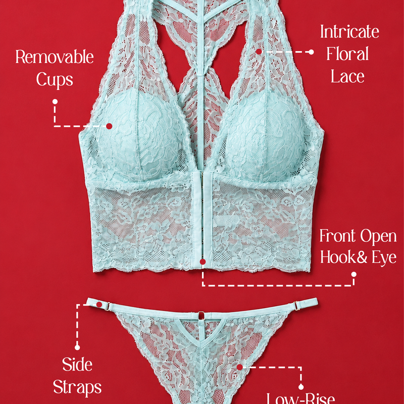 Lace Bralette Top & Bikini Panty Lingerie Set
