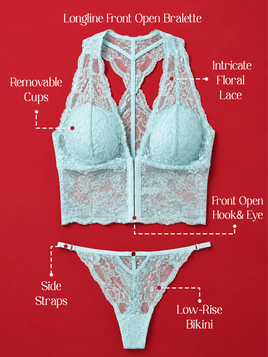 Lace Bralette Top & Bikini Panty Lingerie Set