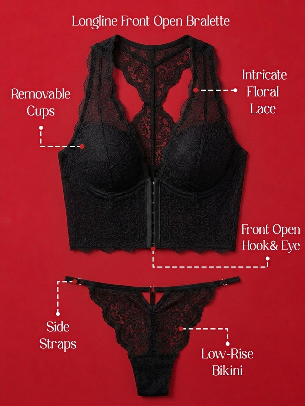 Lace Bralette Top & Bikini Panty Lingerie Set