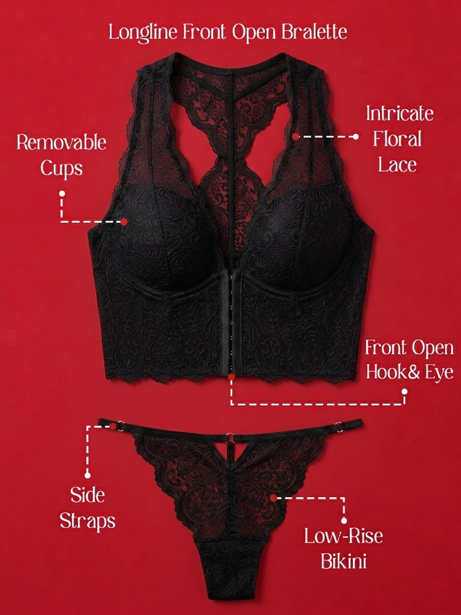Lace Bralette Top & Bikini Panty Lingerie Set