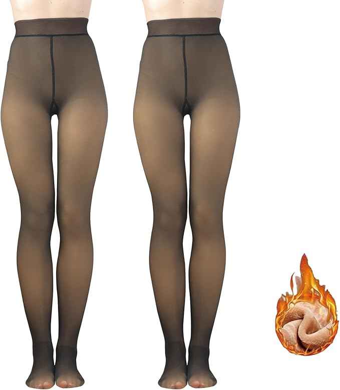 Brachy Girls Pack Of 2 Girls Thermal Fleece Lined Winter Warm Tights Pantyhose Stockings