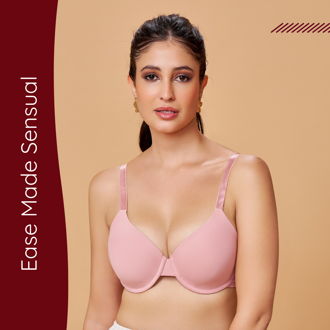 MAROON Mistpink Seamless Padded Underwired Full Coverage T-Shirt Bra for Women