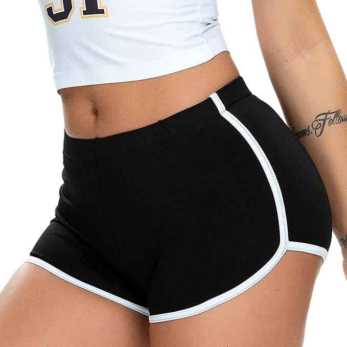 Women Sports Cotton Spandex Mid-Rise Cotton Workout Shorts