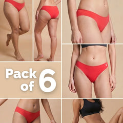 6 Pack - Red Low-waist Seamless Underwear