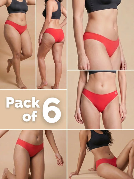 6 Pack - Red Low-waist Seamless Underwear