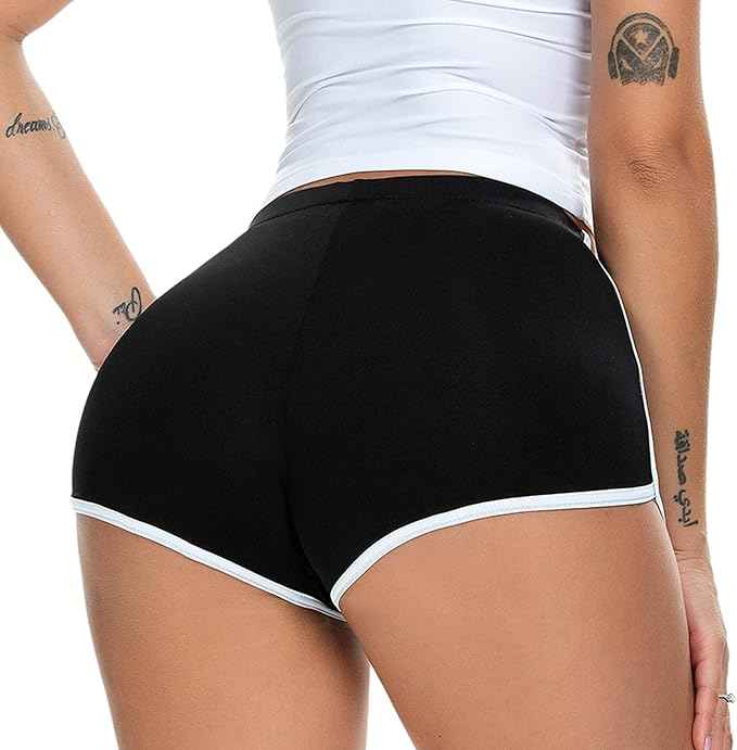 Women Sports Cotton Spandex Mid-Rise Cotton Workout Shorts