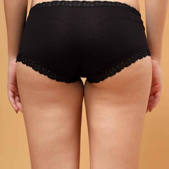 Women Front Lace Net Back Cotton Mid-Waist Hipster Panties