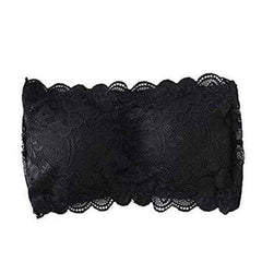 Women Lace Full Coverage Padded Non-Wired Tube Bandeau Bra