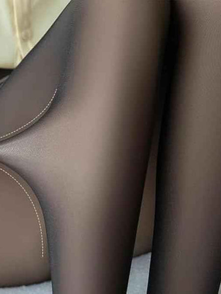 Winter Fleece Warm Thermal Leggings Tights Pants, Dual Tone Translucent Stylish Slim Fit Stockings