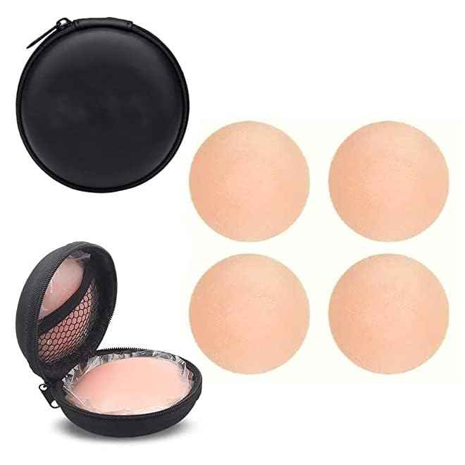 (Pack Of 2 Set )Skin Reusable Thin Silicone Nipple Cover Pasties Boobs Cover for Women