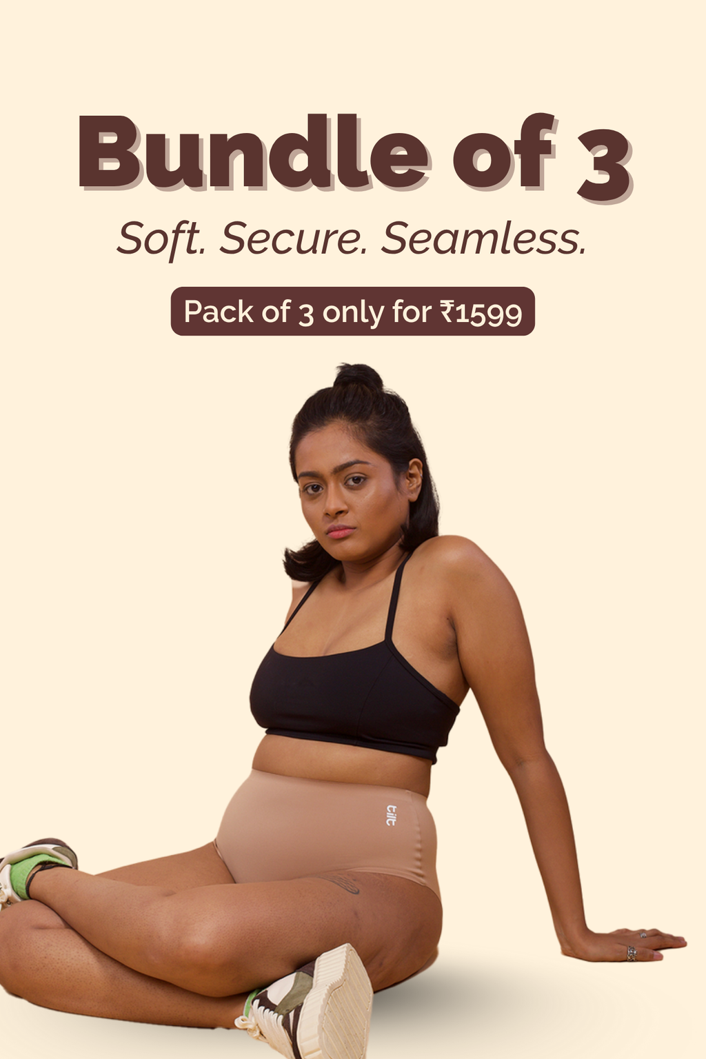 Dune Beige Bundle of 3 Seamless Panties | Underwear for Sensitive Skin | Tilt Intimates