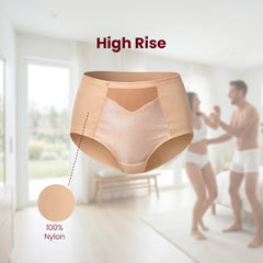 MAROON Rise Luxe Find My Skin Tone Nylon Elastane High Rise Briefs Soft Stretchy Full Coverage High Waist Hold Zero Roll Grip Vanishing Waistband Hipster Pack of 2 Panty Combo