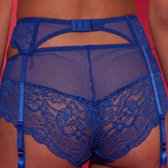 Blue Lace Garter Belt with Adjustable Straps
