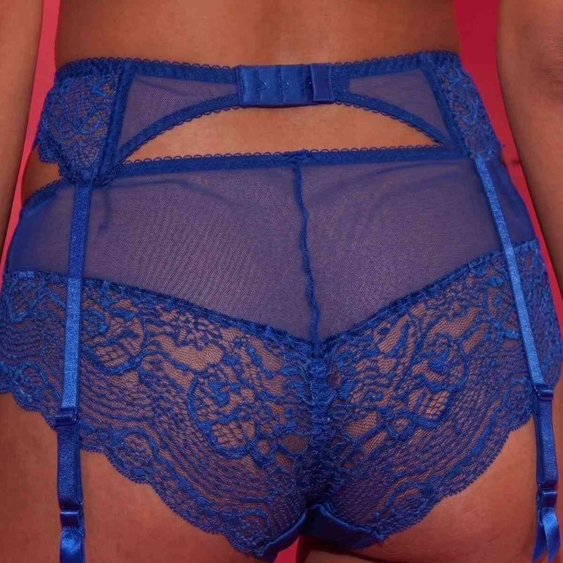 Blue Lace Garter Belt with Adjustable Straps