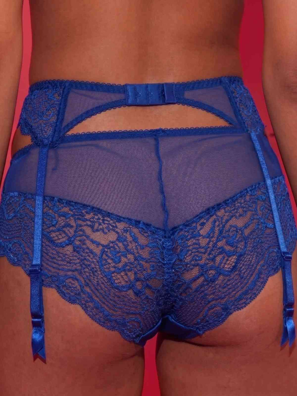 Blue Lace Garter Belt with Adjustable Straps