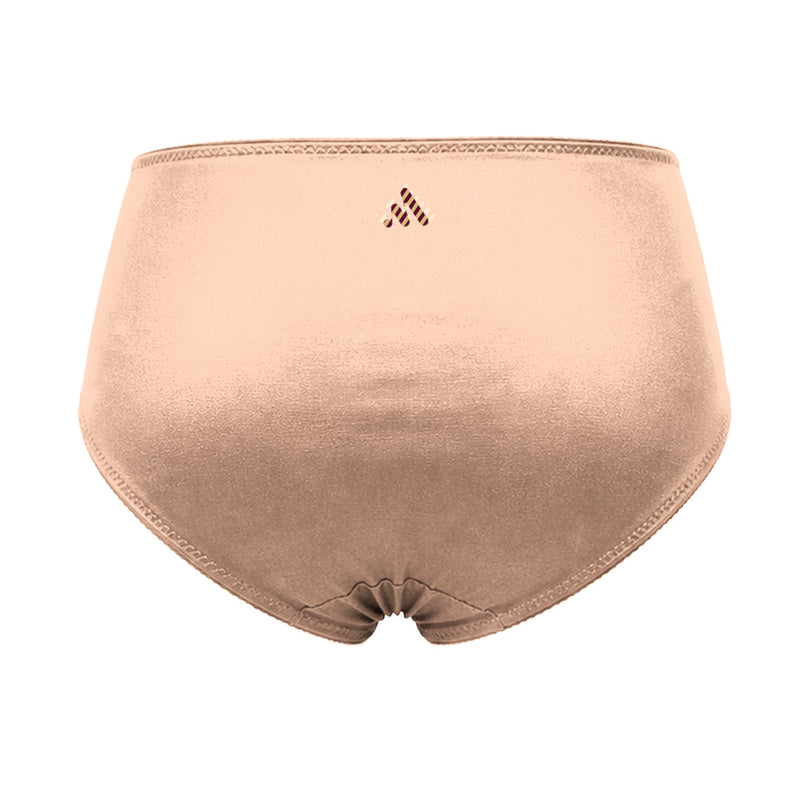 MAROON Find My Skin Tone Nylon Spandex High Rise Briefs Soft Stretchy Full Coverage High Waist Hold Zero Roll Grip Vanishing Waistband Hipster Pack of 2 Panties. Strawberry,Caramel