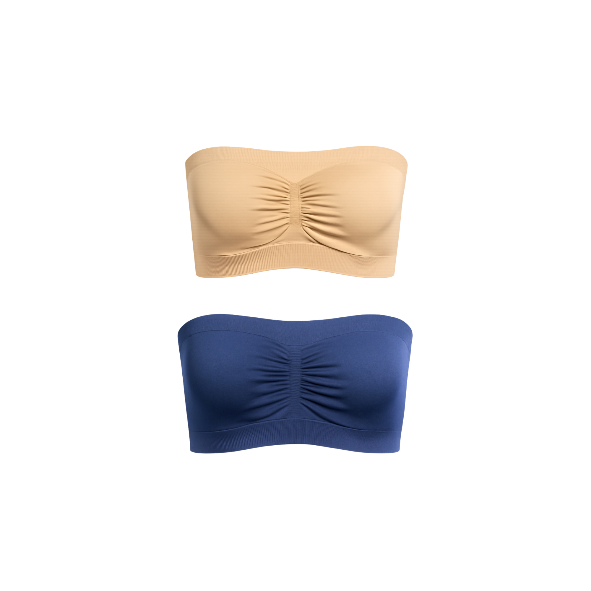 Munns & Mars Bundle of Seamless Non-Padded Tube Bra- Beige & Navy Blue