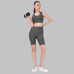 SOIE Woman - High Waist Knee Length Solid Sports Shorts With Pocket - Athleisure Shorts -for Women