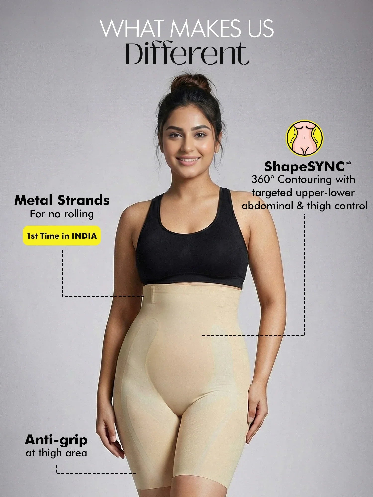 Tummy & Thigh Shaper Shorts -  Nude Color (Medium Compression)