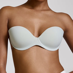 MAROON Free Transparent Belt Strapless Seamless Silicone Invisible Bra Breast Lifting Dress Half Coverage Nylon Lightly Padded Transparent Back Underwire Stick-on Bra. White