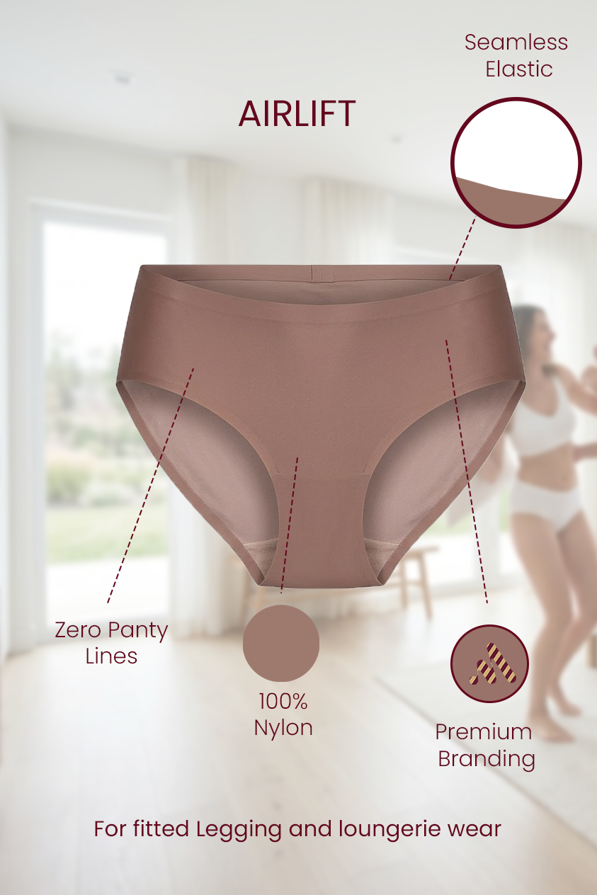 MAROON Find My Skin Tone Airlift Zero Panty Lines Air Light Control Fitted Clothes and Loungewear Low Rise No Show Pantylines Air Skin Feel No-Pressure Bond Seamless Bonded Pack of 2 Panty Combo