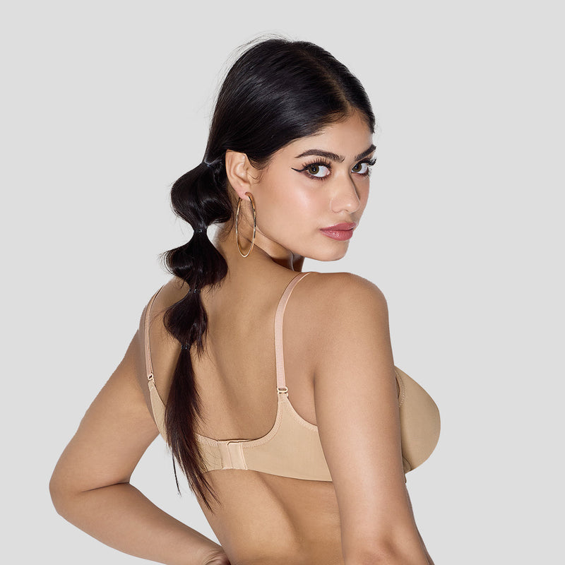 MAROON Trueline Find My Skin Tone Seamless Non-Padded T-Shirt Cloud Soft Lift Active Stretch Women Everyday Bra - Caramel