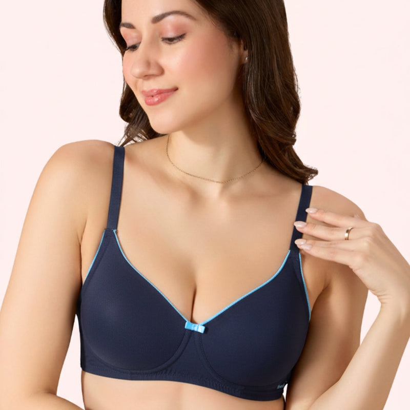 Miley Lace Trim Bra –  Wire-Free Comfort. Power Net, Super Soft Cups & Breathable Mesh Wings