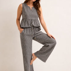 Summer Checks Peplum Top and Pyjama Set