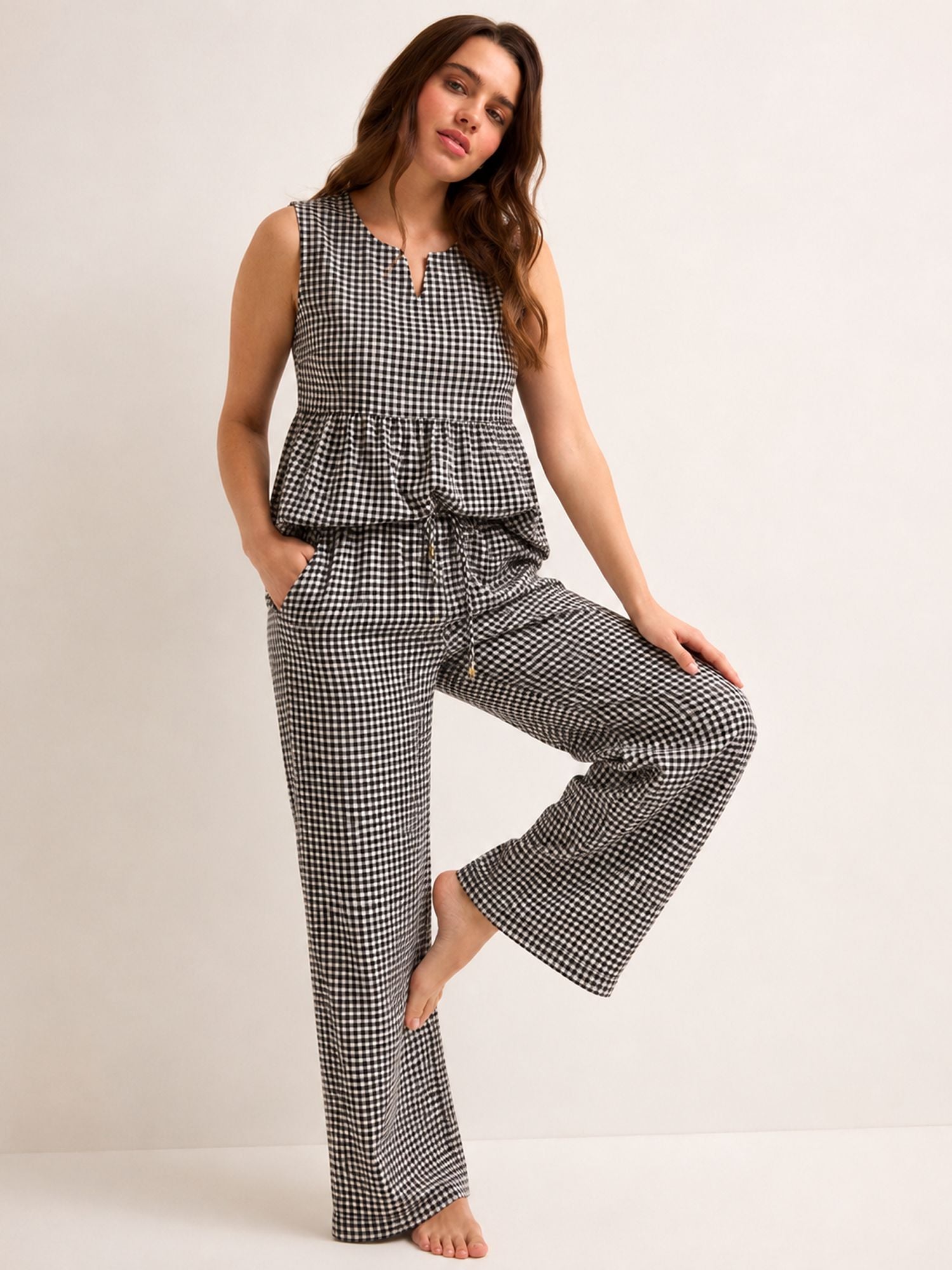 Summer Checks Peplum Top and Pyjama Set