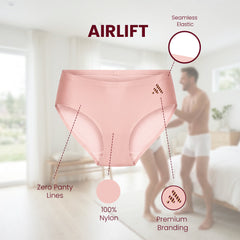 MAROON Find My Skin Tone Airlift Zero Panty Lines Air Light Control Fitted Clothes and Loungewear Low Rise No Show Pantylines Air Skin Feel No-Pressure Bond Seamless Bonded Pack of 2 Panty Combo