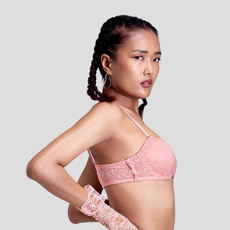 MAROON Demi Affair Find My Skin Tone Demi Cup Seamless Padded Partywear Strapless Silicon Firm Hold Half Coverage Soft Concealed Underwire Women Balconette Bra - Strawberry