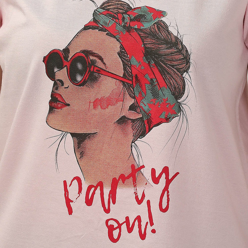 SOIE Woman - Half Sleeve Printed Soft Cotton Modal Lounge T-shirt - -for Women
