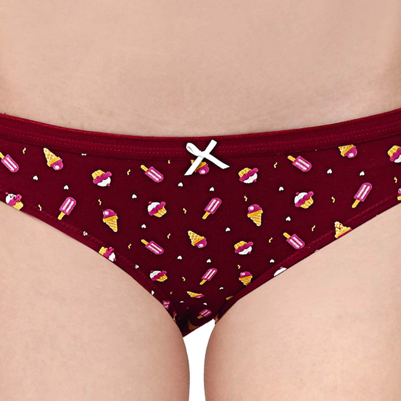SOIE Woman - Mid Rise Medium Coverage Solid and Printed Cotton Stretch Brief Panty (Pack of 6) - Panty -for Women