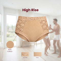 MAROON Veil High Shorts Find My Skin Tone Cotton Elastane High Rise Briefs Soft Stretchy Full Coverage High Waist Hold Zero Roll Grip Vanishing Waistband Hipster Pack of 2 Panty Combo